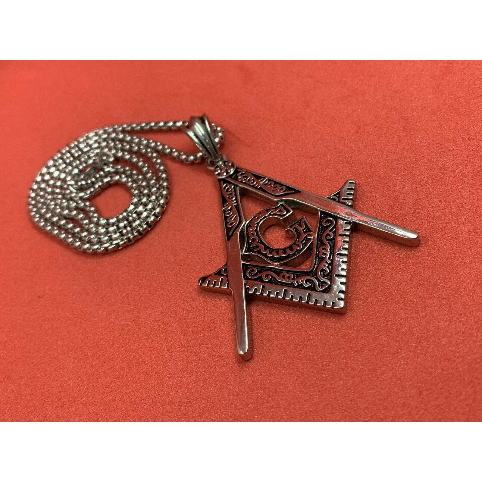 Freemasonry G Symbol Stainless Steel Necklace Masonic Square And Compass Pendant