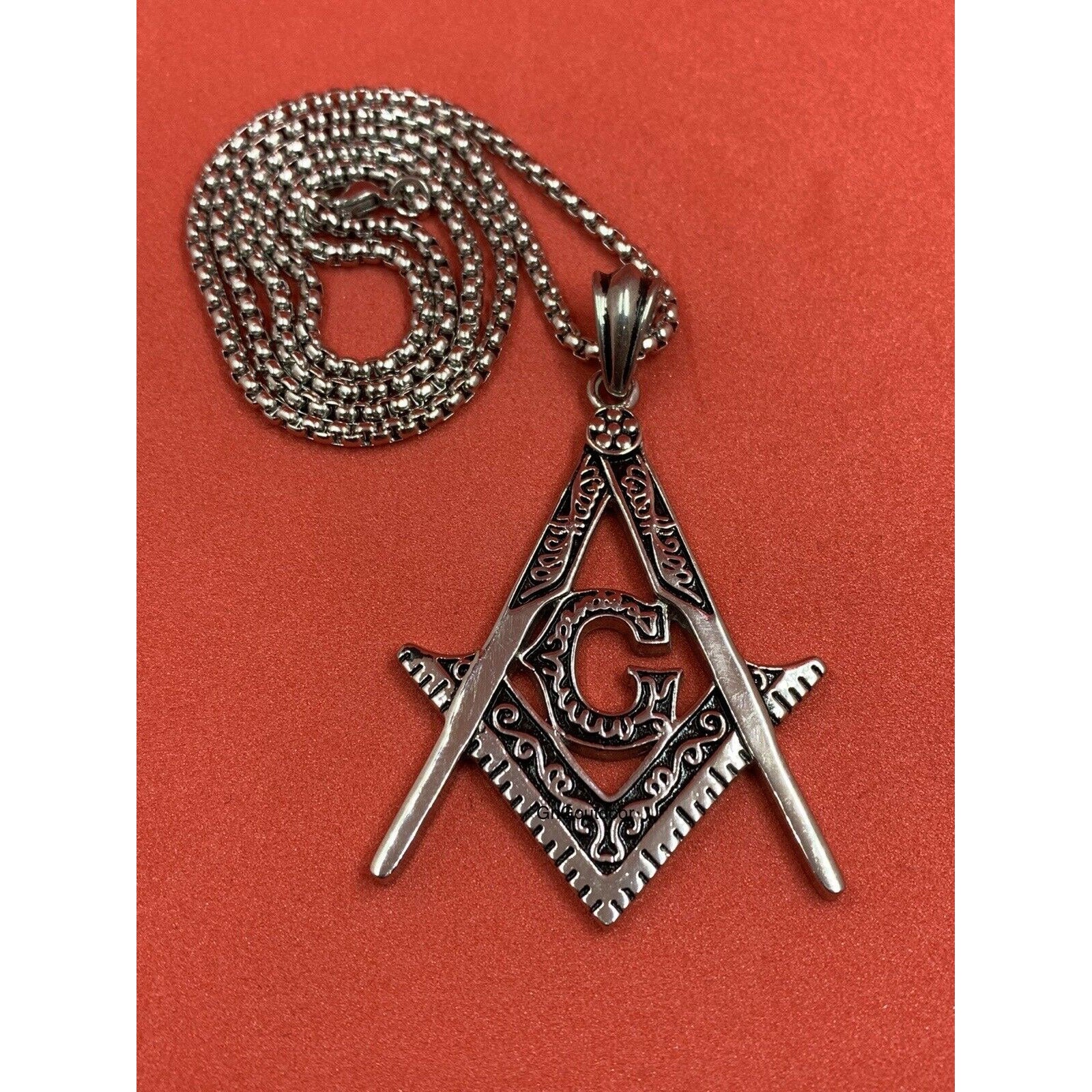 Freemasonry G Symbol Stainless Steel Necklace Masonic Square And Compass Pendant
