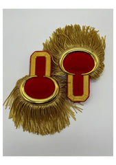 Gold Moon Shoulder Epaulettes On Red Silver Fringe Marching Band Epaulettes