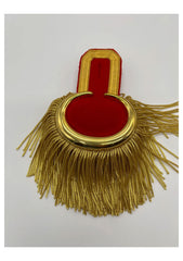 Gold Moon Shoulder Epaulettes On Red Silver Fringe Marching Band Epaulettes