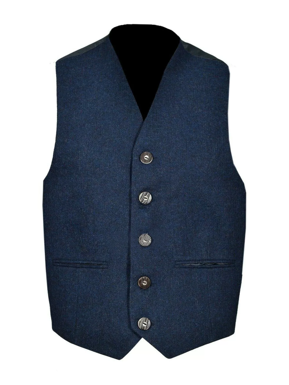 Men's Scottish Blue Wool Argyle Style Jacket 5 Button Vest Kilt wedding Jacket