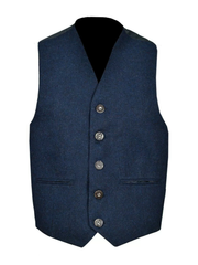 Men's Scottish Blue Wool Argyle Style Jacket 5 Button Vest Kilt wedding Jacket