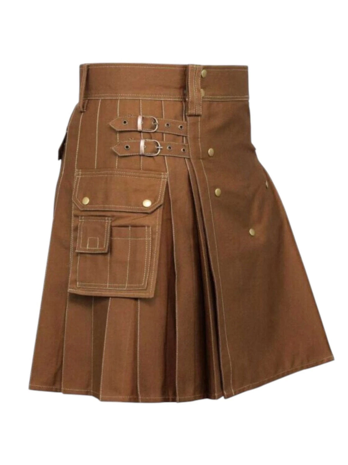 Men's Scottish Brown Utility kilt is made of Cotton