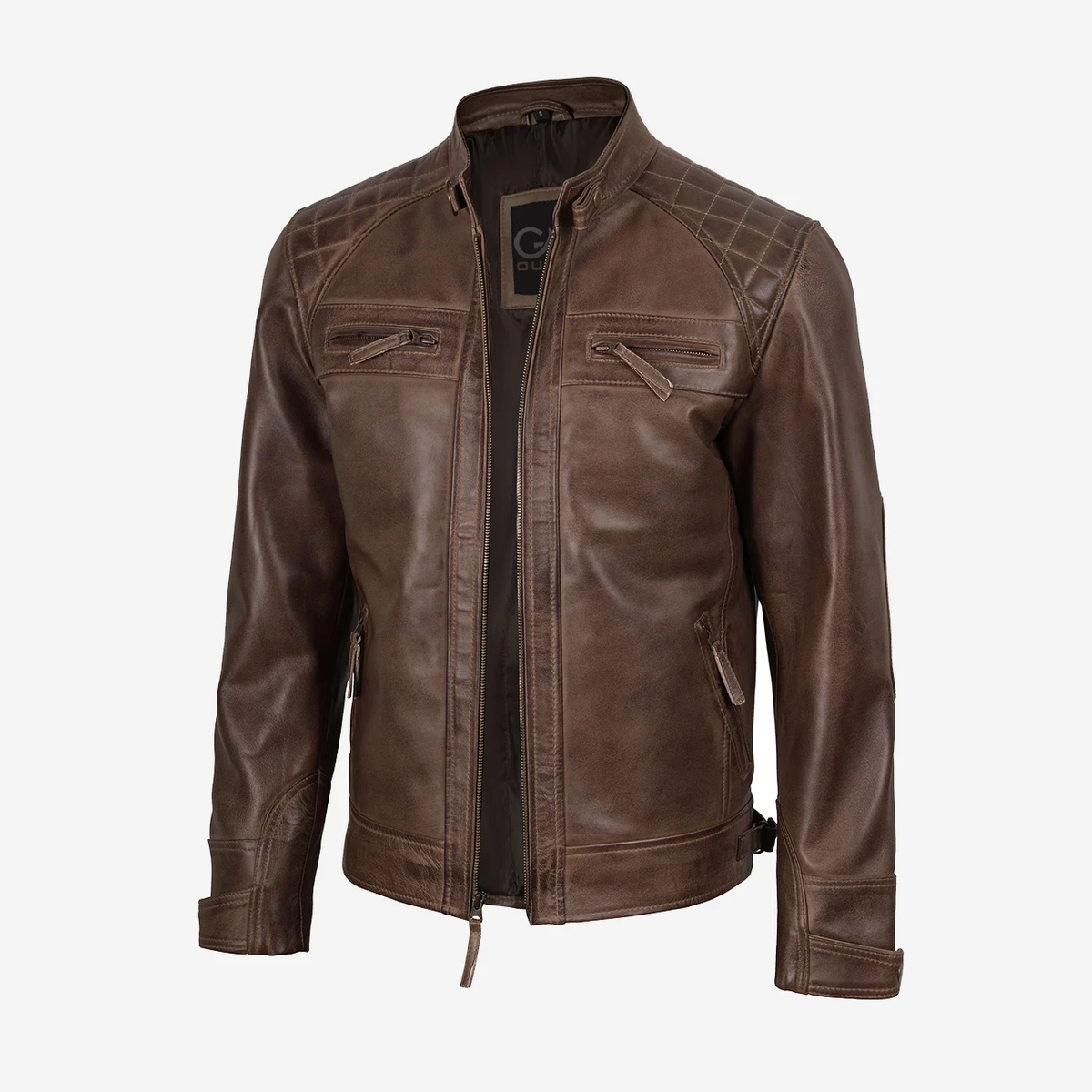 Brown Cafe Racer Men's Leather Jacket