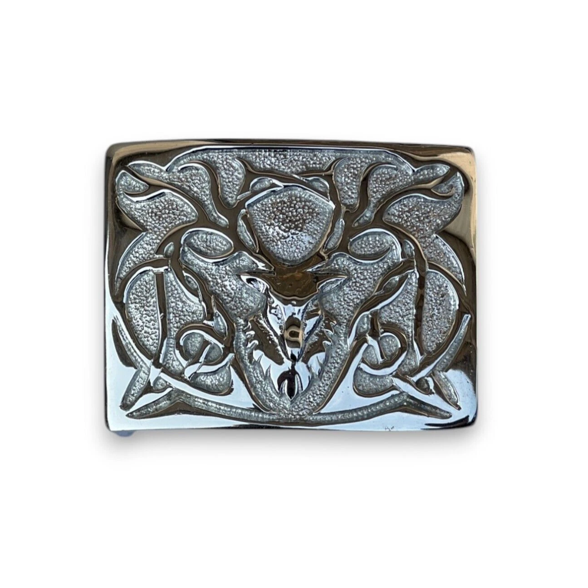 Scottish Men's Stag Head Style Kilt Buckle Chrome Finish Belt Buckle