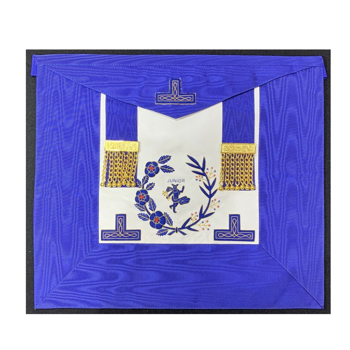Masonic Craft Grand rank Undress Apron & Collar with Badge Lambskin Junior Apron