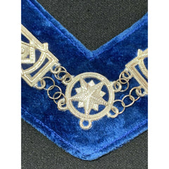 Masonic Regalia Past Master Metal Chain Collar On Blue Velvet Backing SILVER