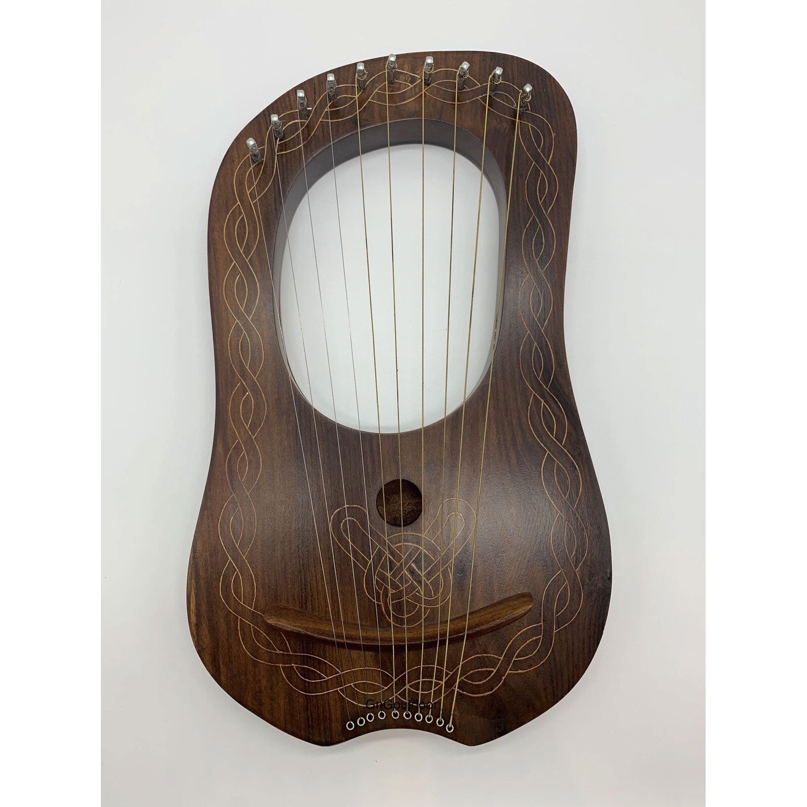 Lyre Harp 10 Metal Strings Free Tuning Key Carrying Case Sheesham Wood Lyre Harp