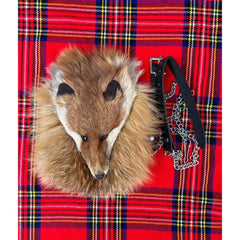 Men's Scottish Fox Face Fur Leather Kilt Sporran With Chain Belt