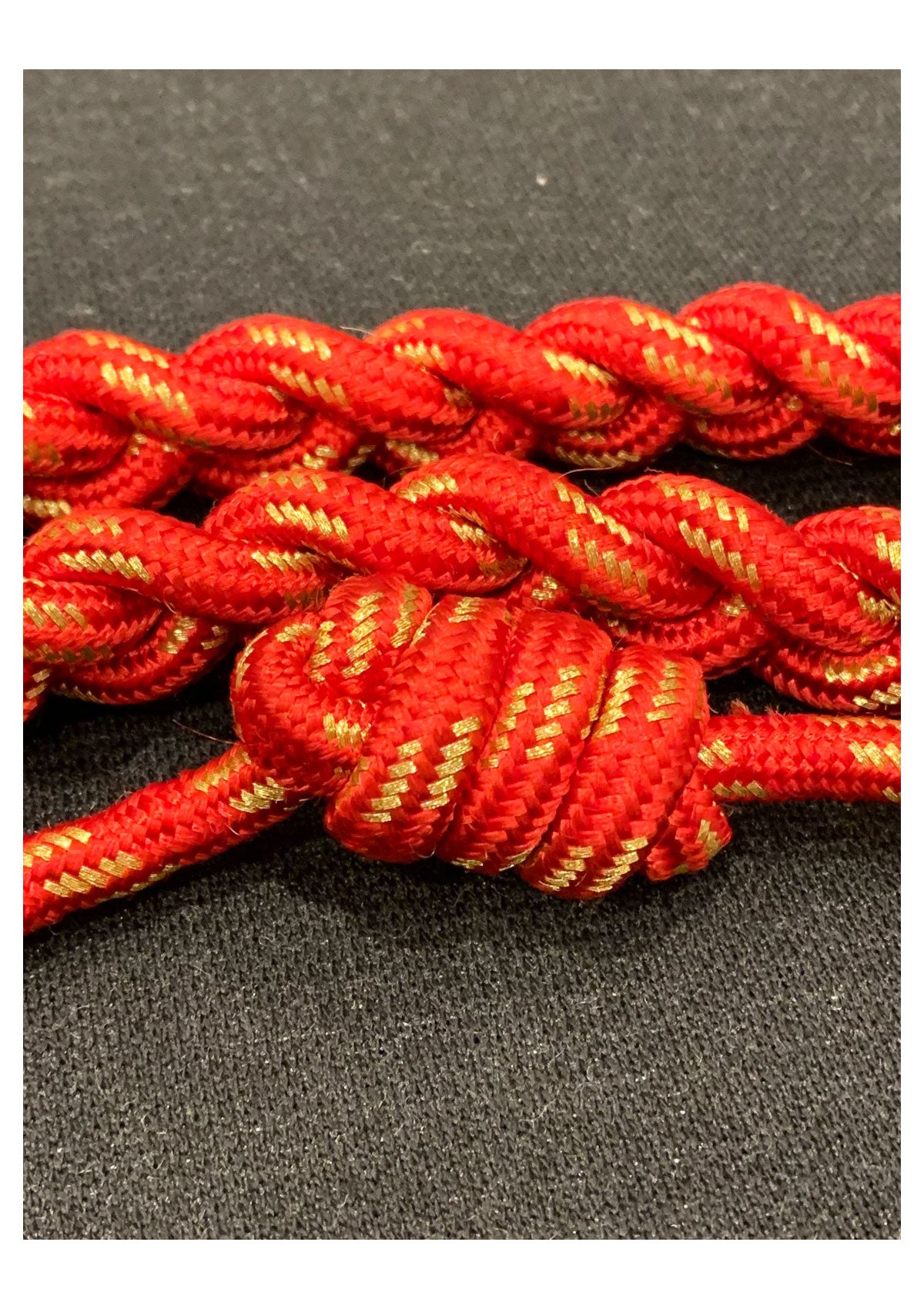 Shoulder Cord- Aiguillette Interwoven Red And Gold 1 Knot 1 Brass Tip High quality Handmade with Twisted Red And Gold Threads