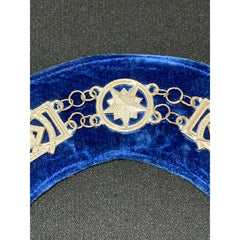 Masonic Regalia Past Master Metal Chain Collar On Blue Velvet Backing SILVER