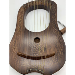 Lyre Harp 10 Metal Strings Free Tuning Key Carrying Case Sheesham Wood Lyre Harp
