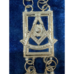 Masonic Regalia Past Master Metal Chain Collar On Blue Velvet Backing SILVER
