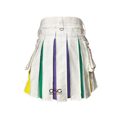 Men's White Rainbow Hybrid kilt Pride Kilt LGBT Gay Kilt Modern Utility Kilt