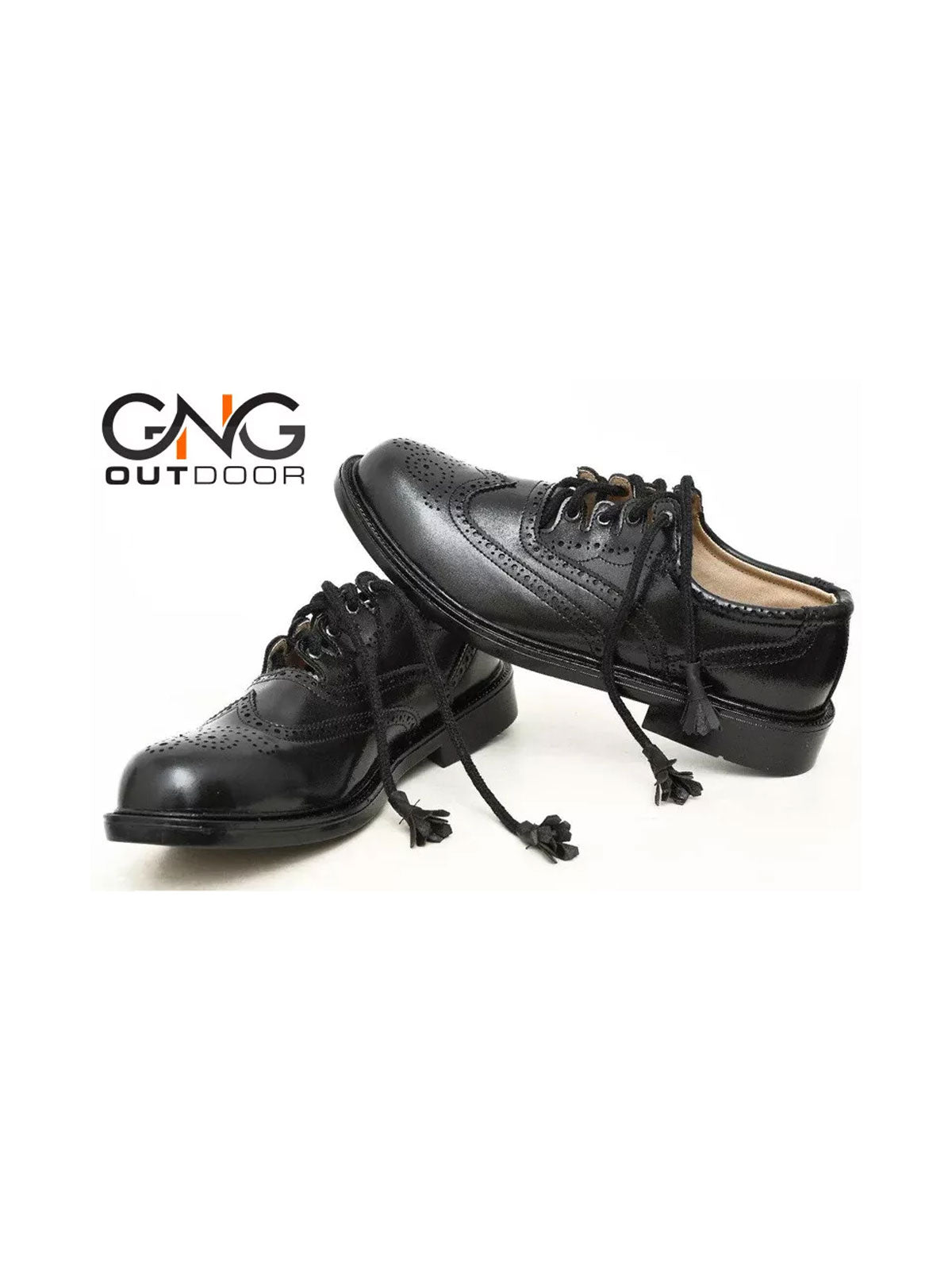 Men's Black Scottish Ghillie Brouge Shoes Kilt Leather Shoes