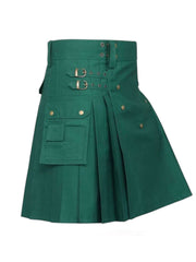 Men's Scottish Green Utility kilt is made of Cotton