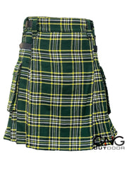 Scottish Men's St Patrick Leather strap kilt Highland Tartan Utility kilt
