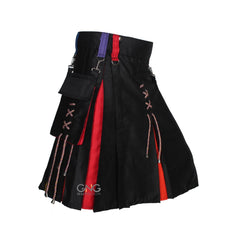 Scottish Laces Rainbow kilt Men Hybrid Pride Kilt LGBT Kilt Modern Utility Kilt