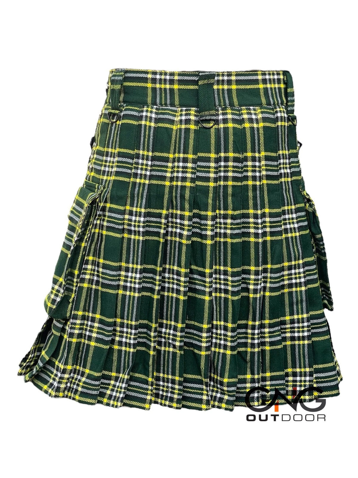 Scottish Men's St Patrick Leather strap kilt Highland Tartan Utility kilt