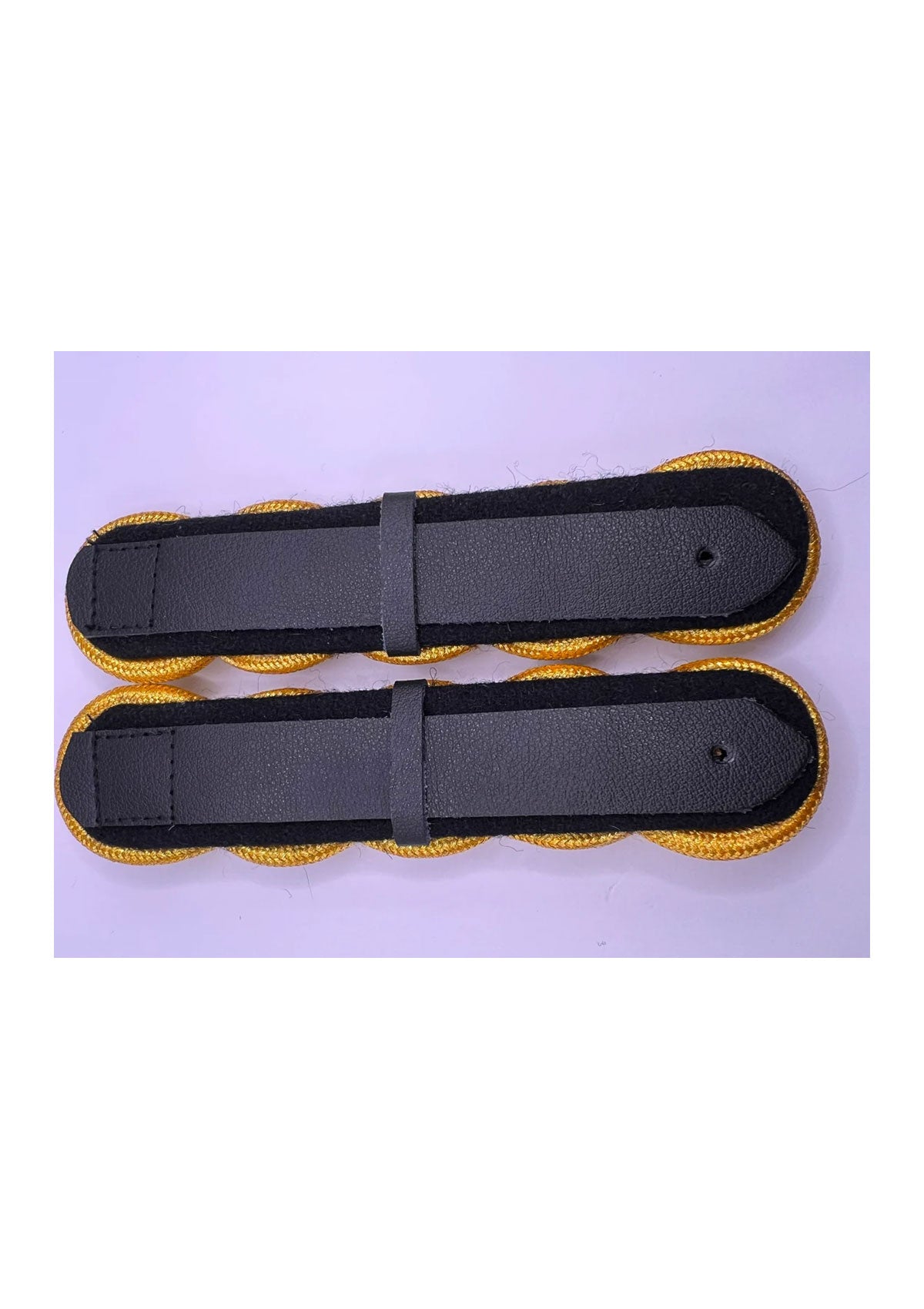 Shoulder Epaulettes Boards Gold 3 Ply 5 Curls Black Backing And Leather Strap Made With All Gold Mylar Shoulder Boards Pair