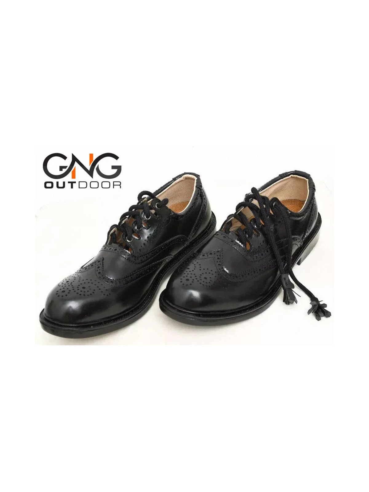 Men's Black Scottish Ghillie Brouge Shoes Kilt Leather Shoes
