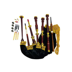 Great Scottish Highland Bagpipes Golden Engraved Brass Mounts With Black Velvet