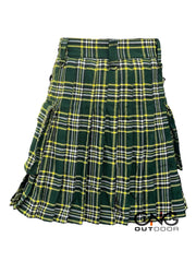 Scottish Men's St Patrick Leather strap kilt Highland Tartan Utility kilt