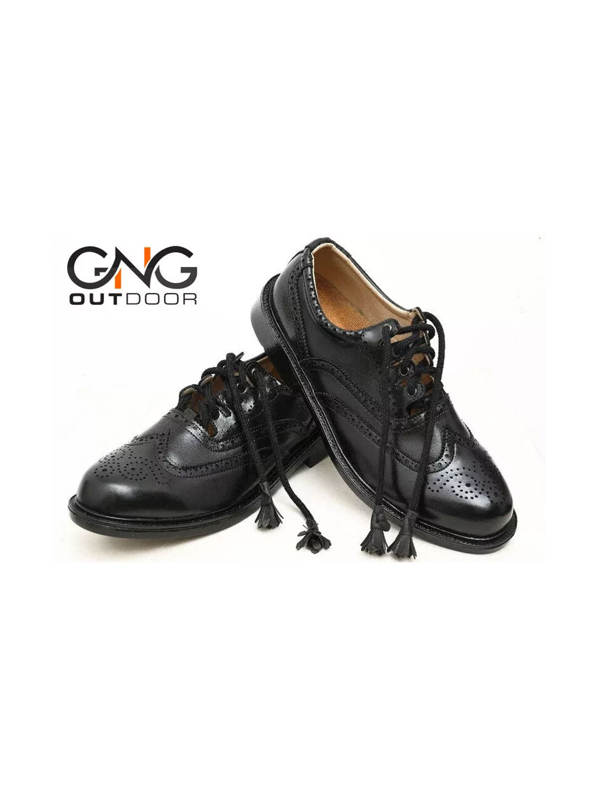 Men's Black Scottish Ghillie Brouge Shoes Kilt Leather Shoes