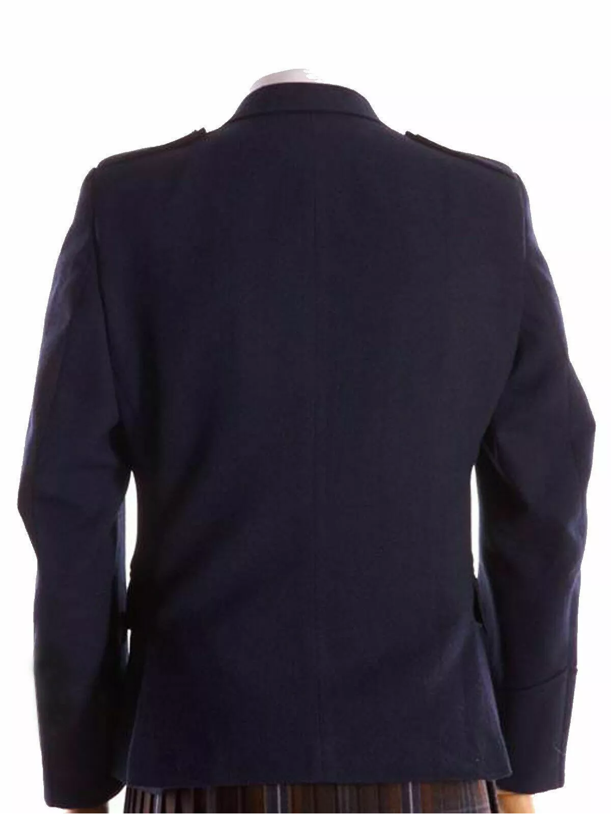 Men's Scottish Navy Blue Wool Argyle Style Jacket 5 Button Vest wedding Jacket