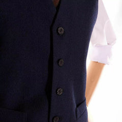 Men's Scottish Navy Blue Wool Argyle Style Jacket 5 Button Vest wedding Jacket
