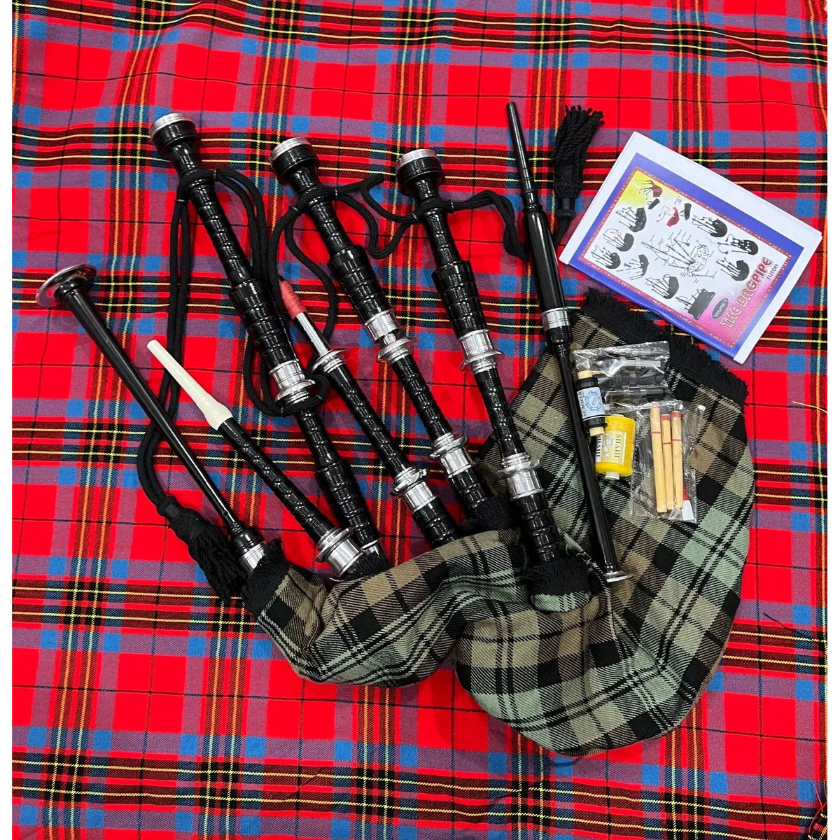 Scottish Bagpipe Black Watch Weather Silver Mounts Rosewood Highland Bagpipe