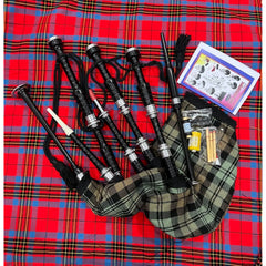 Scottish Bagpipe Black Watch Weather Silver Mounts Rosewood Highland Bagpipe