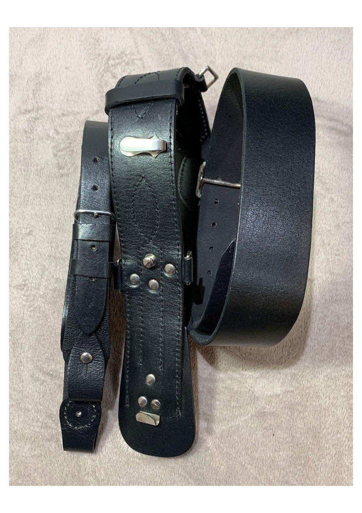 Sam Brown Belt With Strap Black Colour British Army Genuine Leather Sam Brown Belt