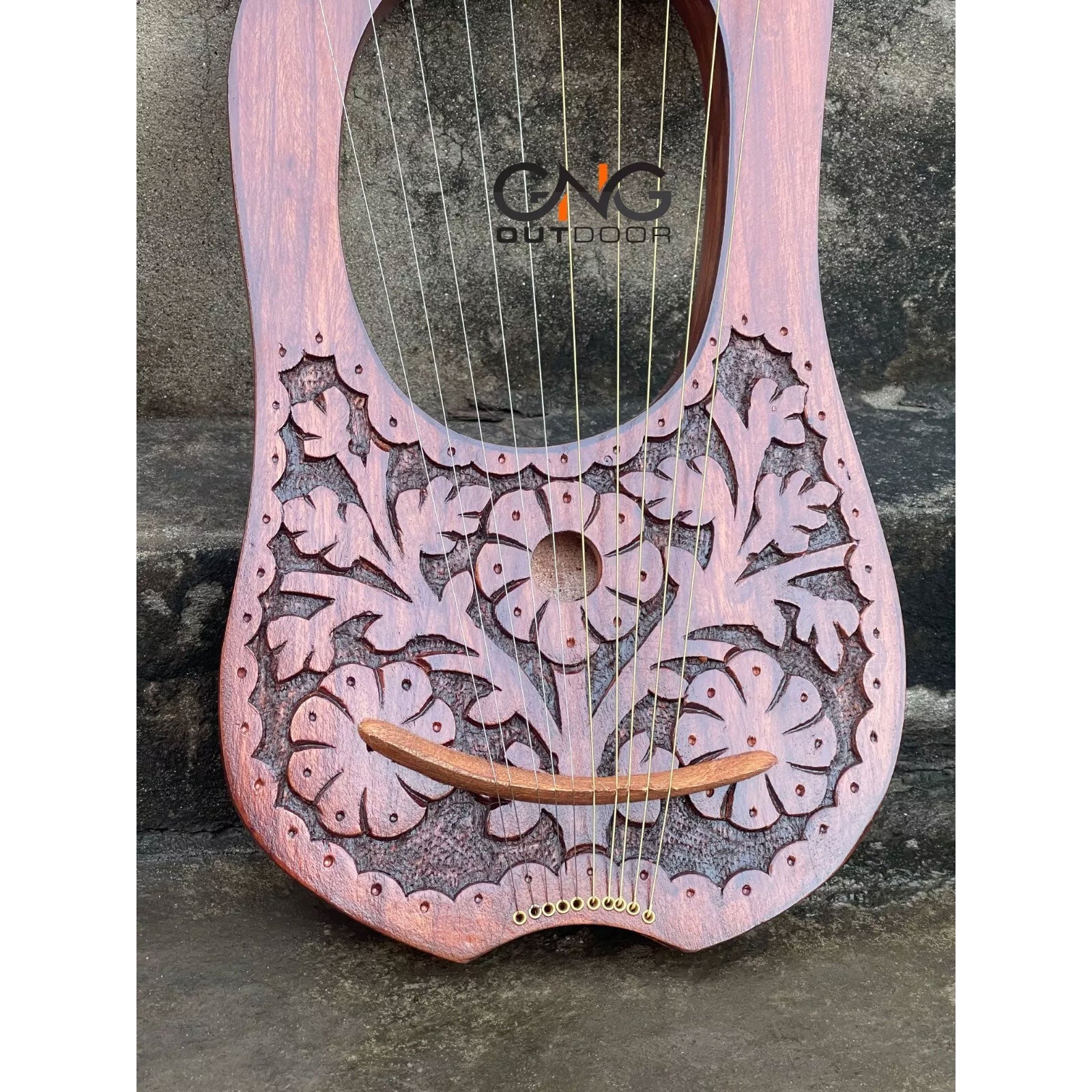 Rosewood Flower Lyre 10 Strings Harp Lyre Design Premium Quality Lyre