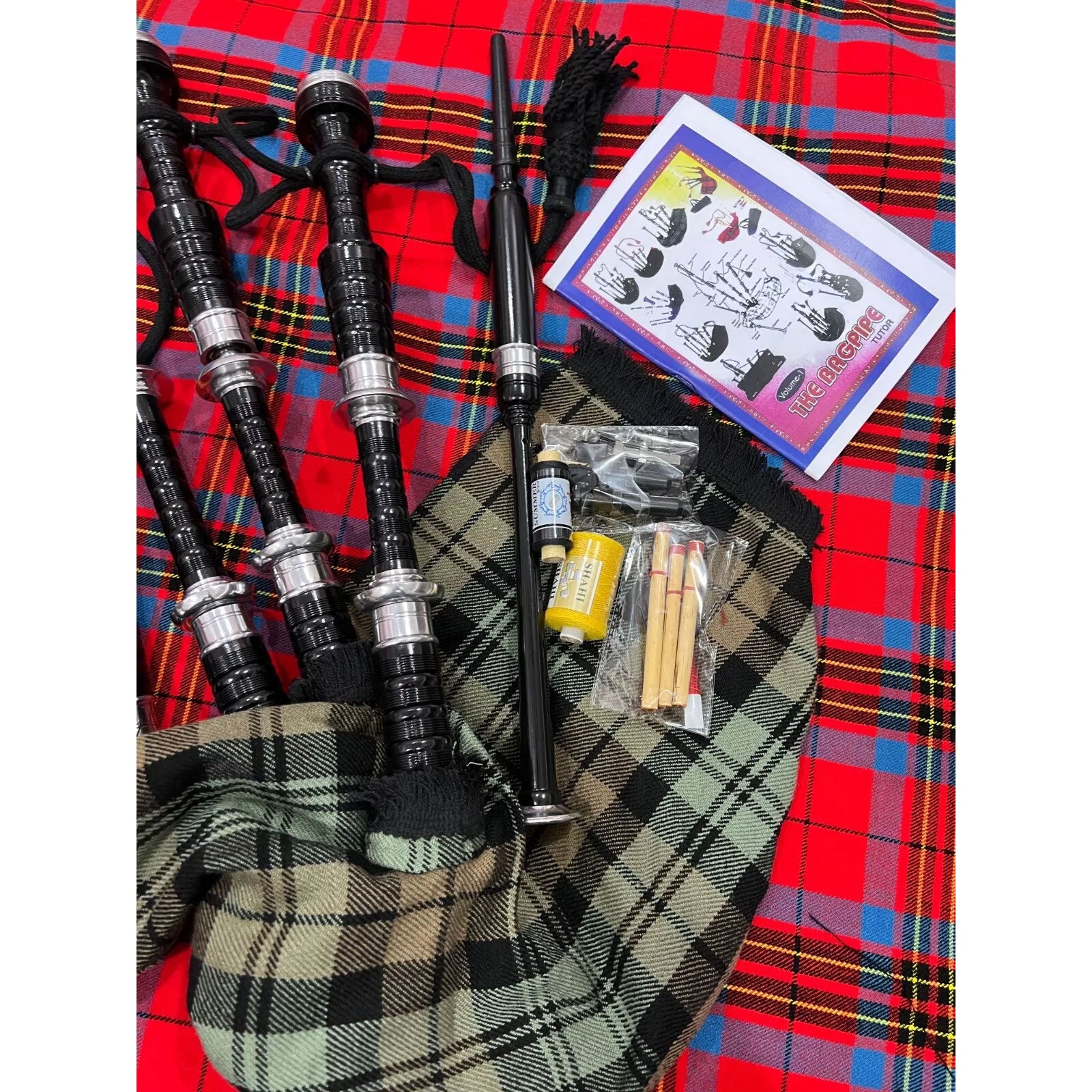 Scottish Bagpipe Black Watch Weather Silver Mounts Rosewood Highland Bagpipe