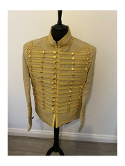Golden Napoleonic Hussar Wool Military uniform jacket Handmade Scottish Jacket