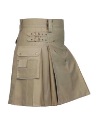 Men's Scottish Khaki Utility kilt is made of Cotton