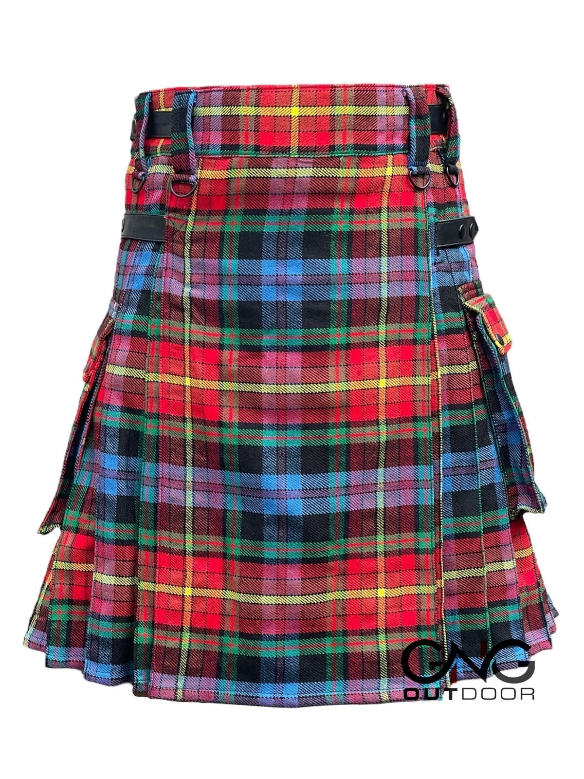 Scottish Men's LGBT Leather strap kilt Highland Utility kilt Size 28" to 62"