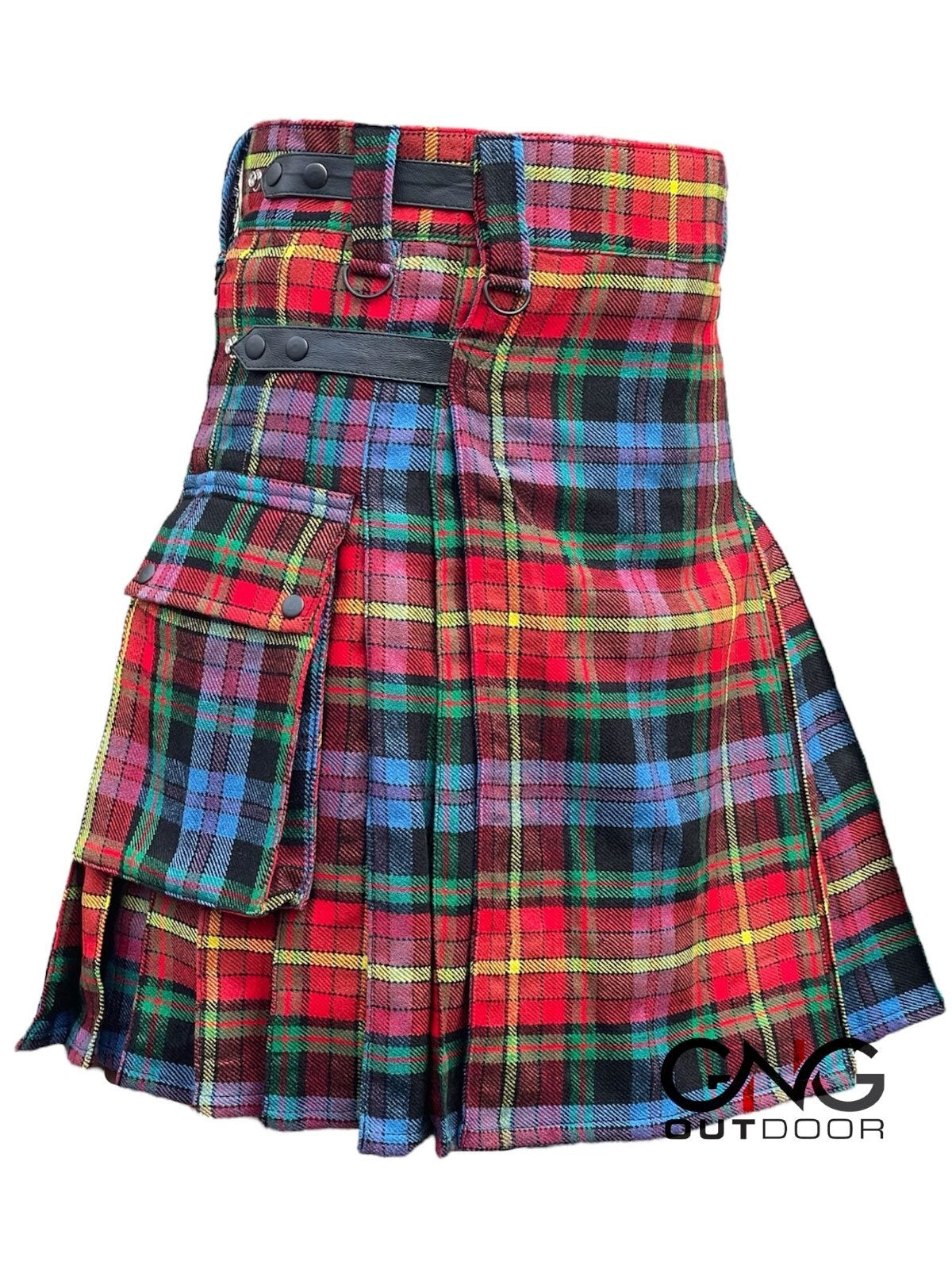 Scottish Men's LGBT Leather strap kilt Highland Utility kilt Size 28" to 62"
