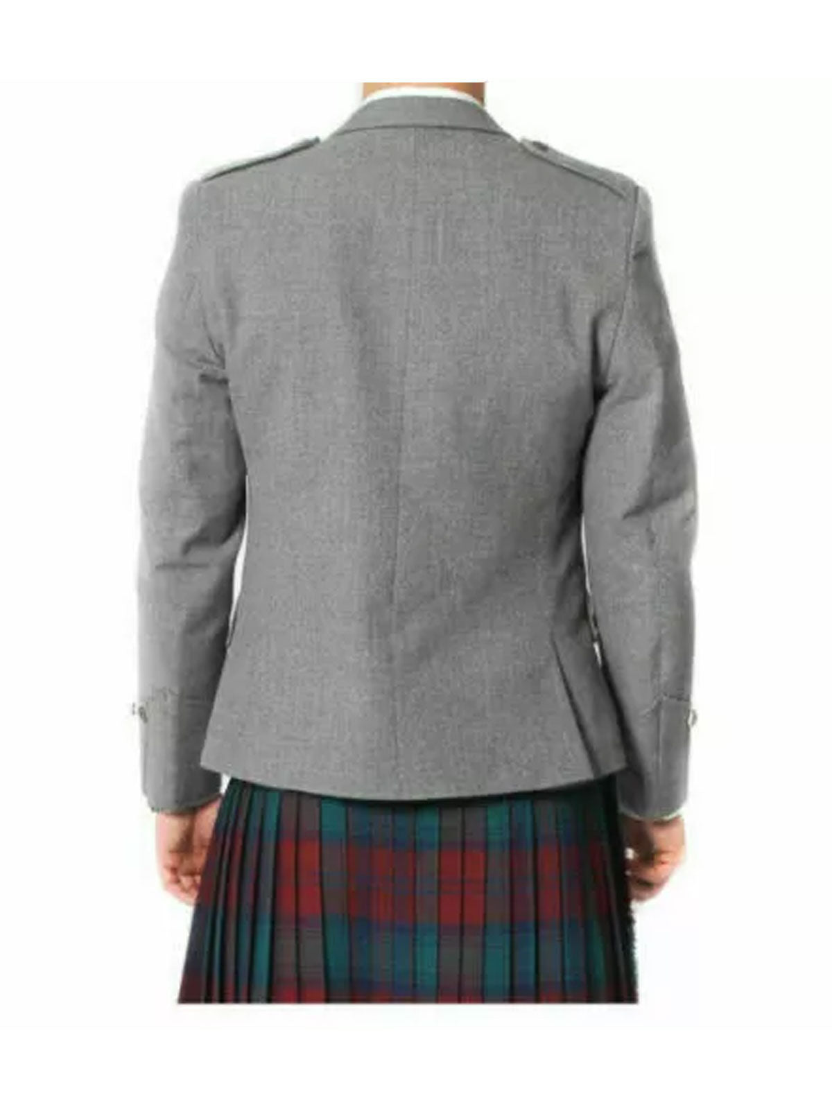 Men's Grey Wool Argyle Kilt Jacket With Waistcoat Scottish Wedding Kilt Jacket