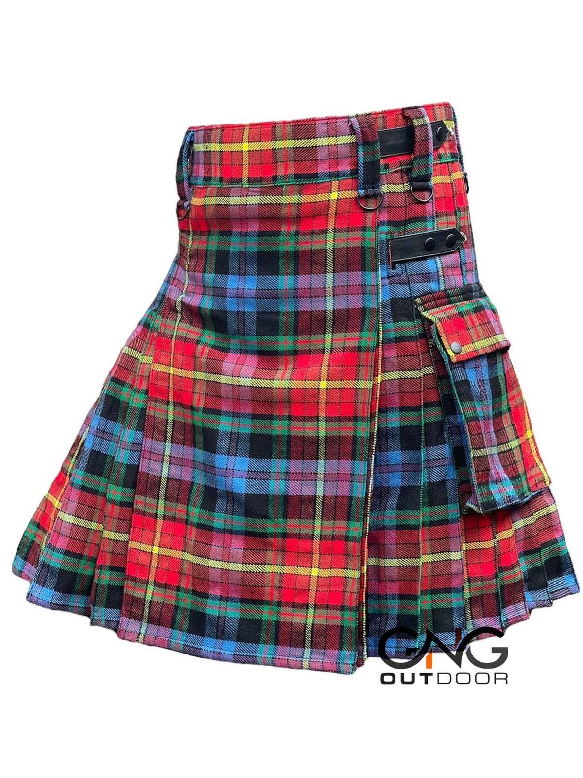 Scottish Men's LGBT Leather strap kilt Highland Utility kilt Size 28" to 62"