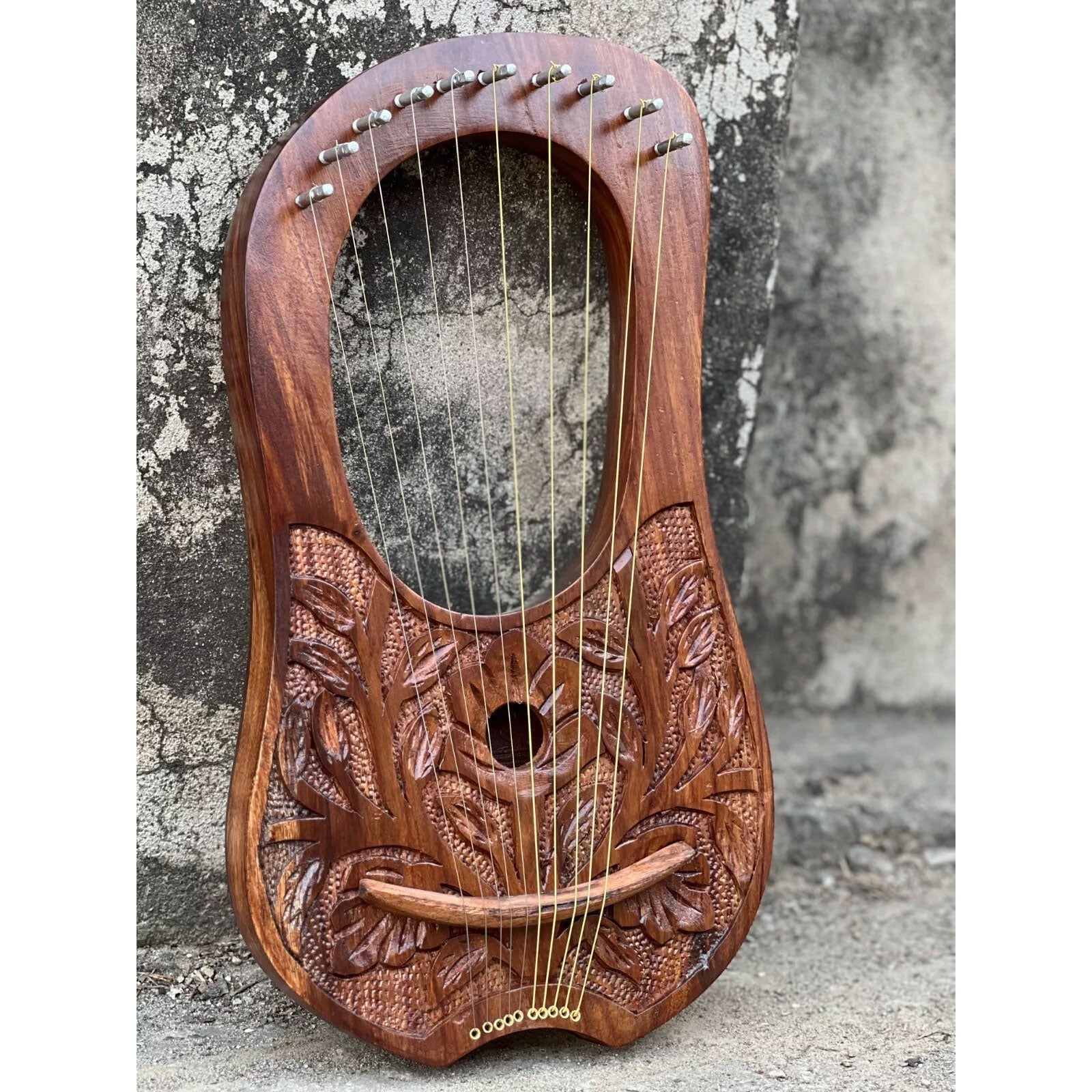 Rosewood Flower Lyre 10 Strings Harp Lyre Design Premium Quality Lyre