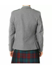 Men's Grey Wool Argyle Kilt Jacket With Waistcoat Scottish Wedding Kilt Jacket