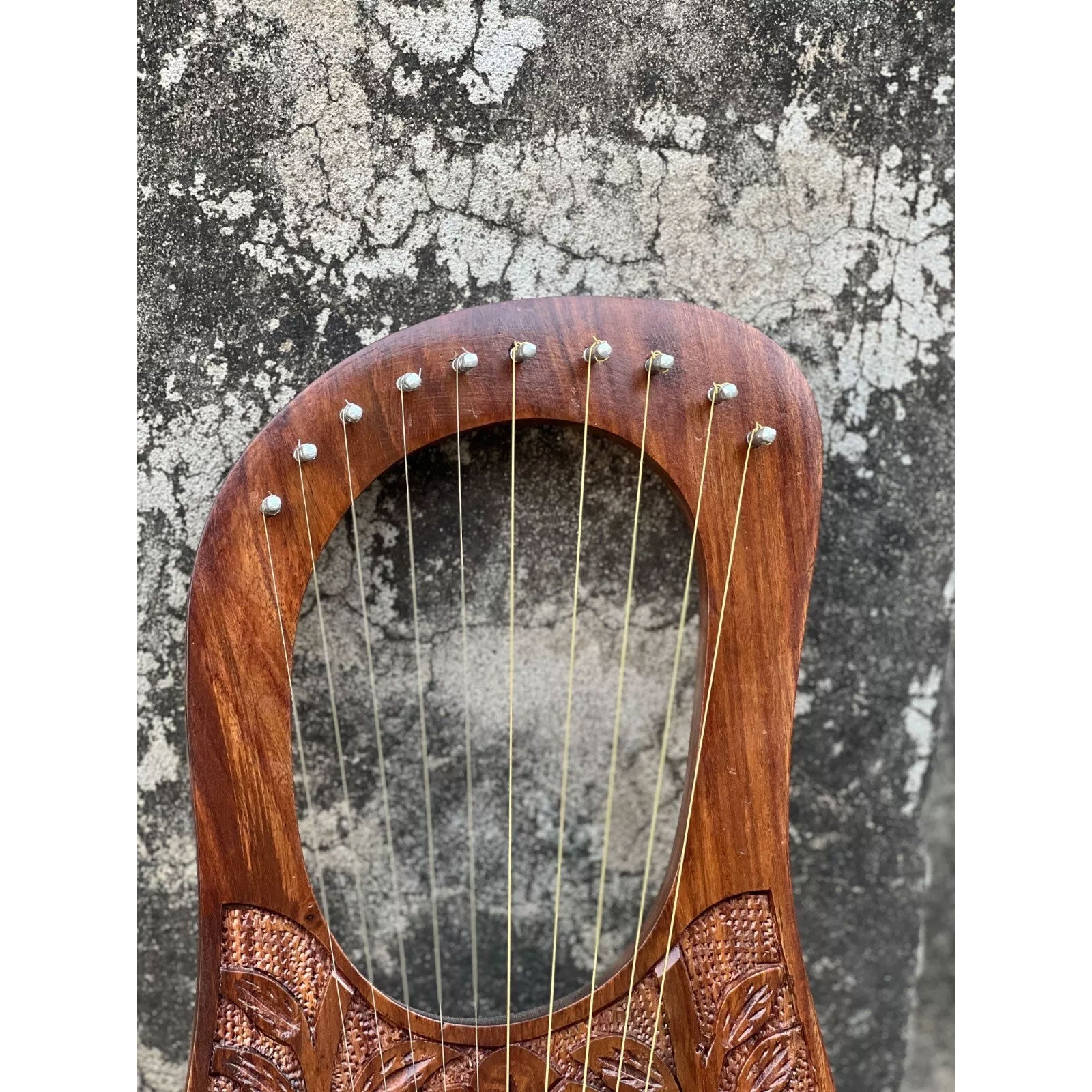 Rosewood Flower Lyre 10 Strings Harp Lyre Design Premium Quality Lyre