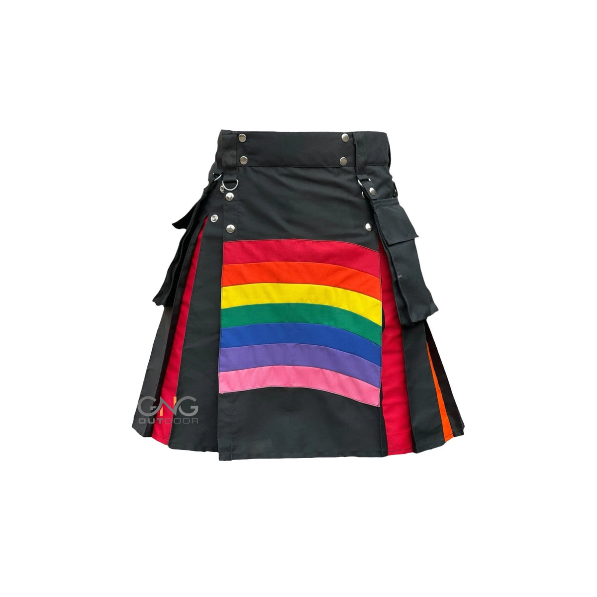 Men's Front Apron Rainbow Style Hybrid Pride Utility Kilt LGBT Gay Kilt 28"- 62"