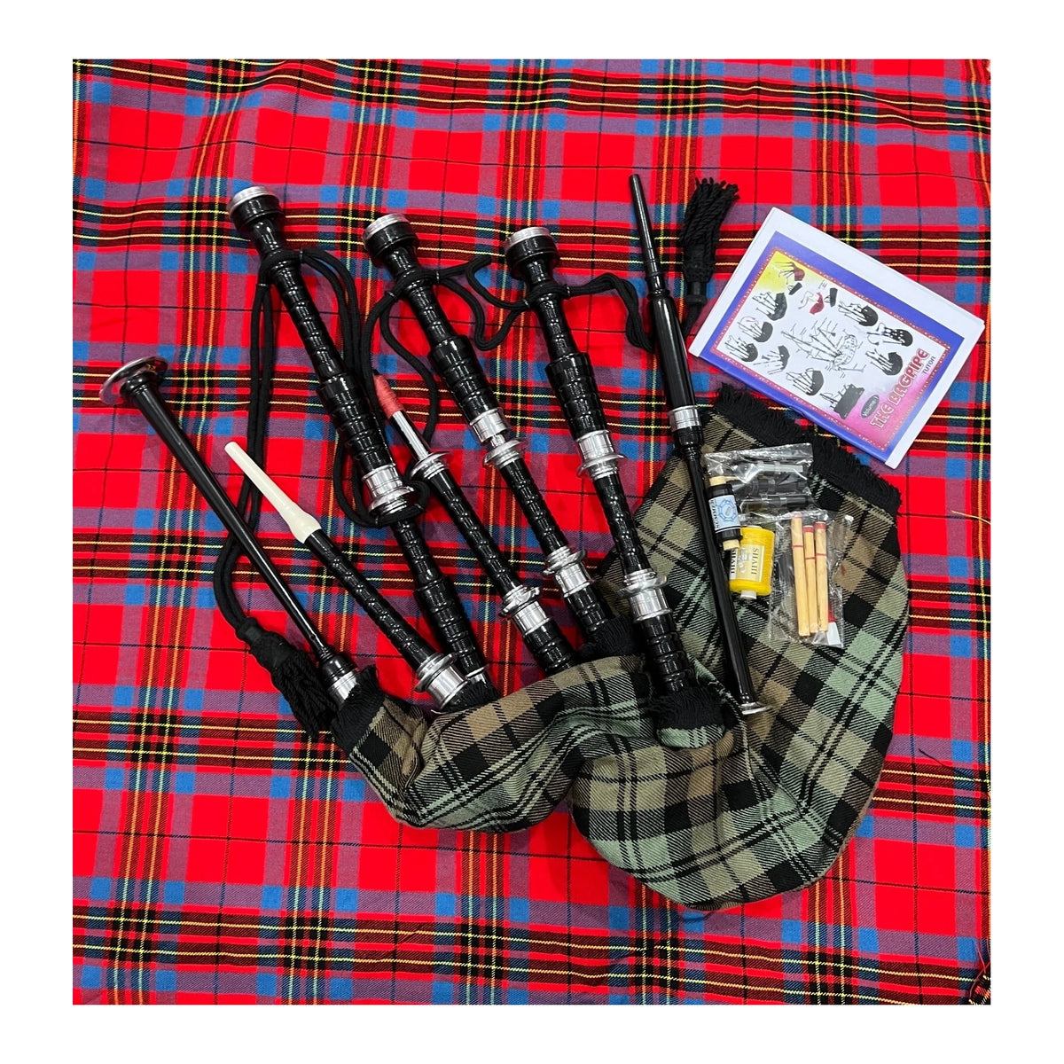 Scottish Bagpipe Black Watch Weather Silver Mounts Rosewood Highland Bagpipe