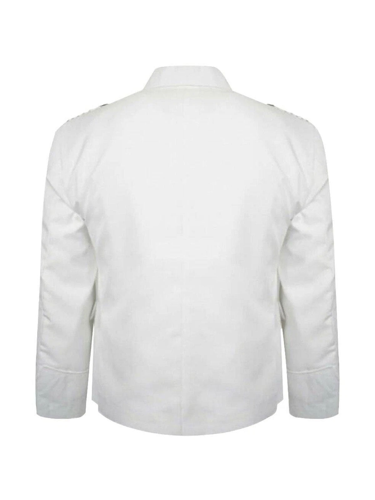Men's Scottish White Argyle Serge Wool Jacket 5 Button Vest Jacket