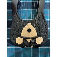 Scottish Black Lyre Harp Golden flower Rosewood Lyre with Free Strings