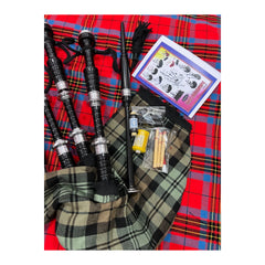 Scottish Bagpipe Black Watch Weather Silver Mounts Rosewood Highland Bagpipe