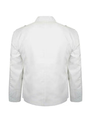 Men's Scottish White Argyle Serge Wool Jacket 5 Button Vest Jacket